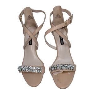 Nine West Rhinestone Tan Heels Women's Size 9.5M